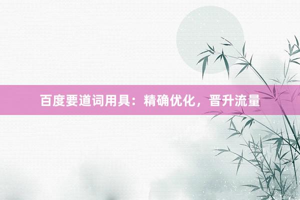 百度要道词用具：精确优化，晋升流量